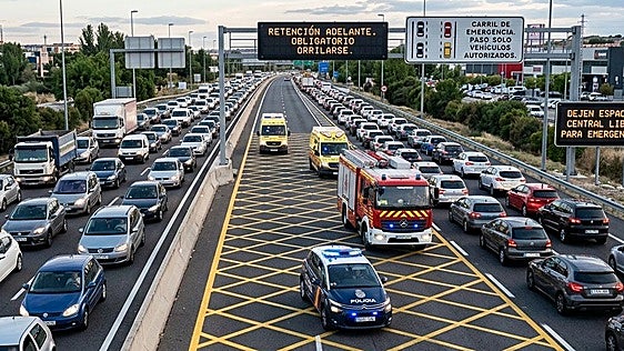 La DGT introduce el carril de emergencia en caso de atasco en su nuevo paquete de reformas
