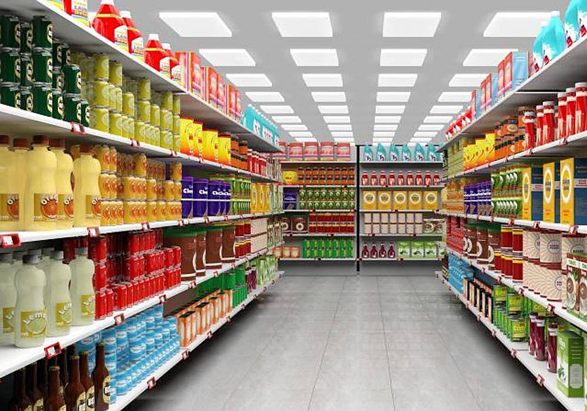 Comida envasada en un supermercado