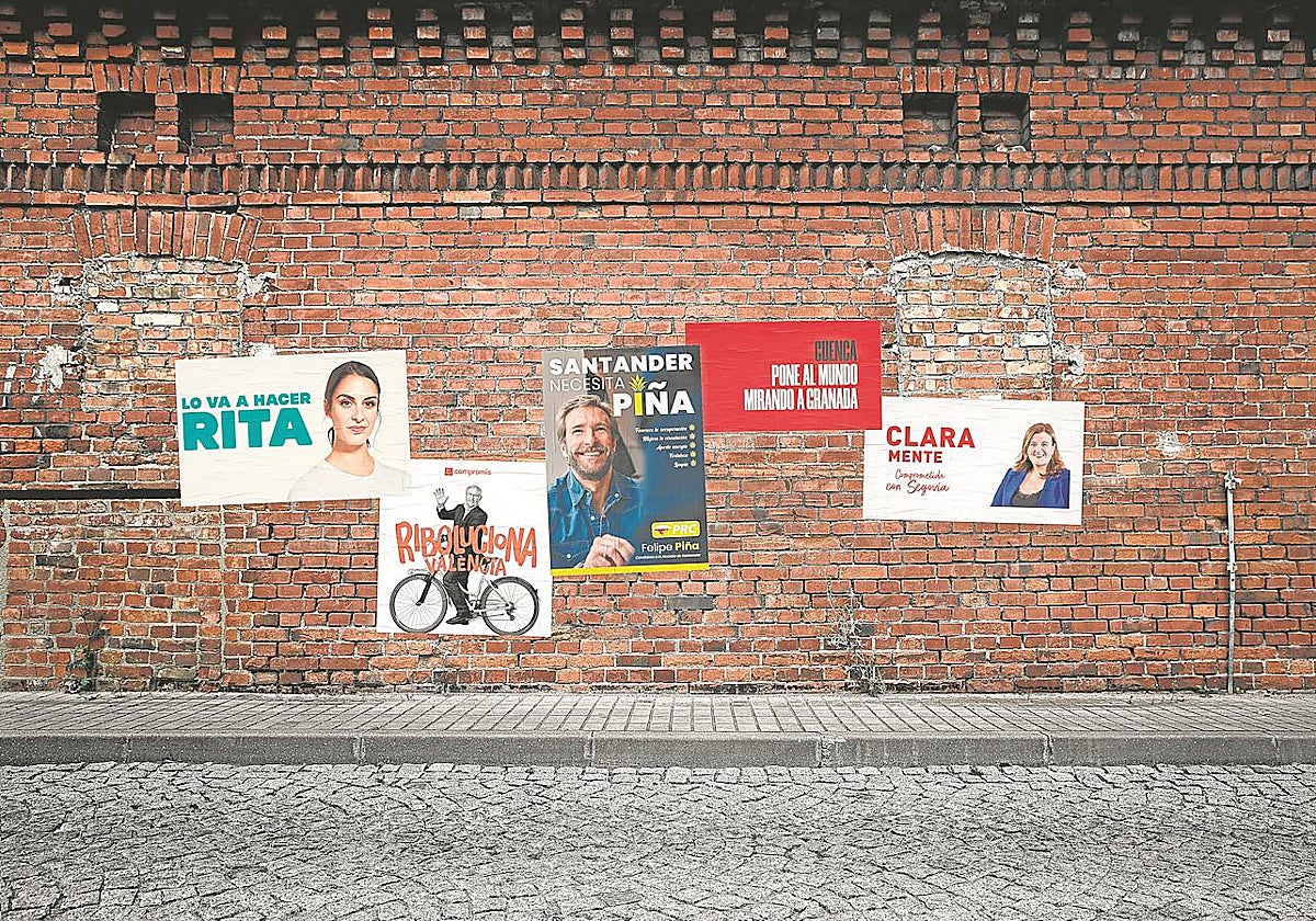 Un montaje con algunos de los carteles electorales para las elecciones autonómicas del 28M