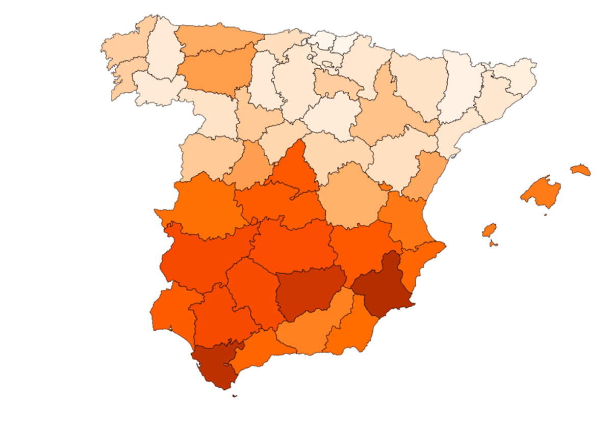 Provincias españolas con más vías dedicadas a la Constitución