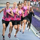 Faith Kipyegon, durante el intento de bajar de cuatro minutos en la milla