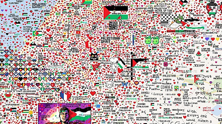 Captura del pixelart de la frontera de Gaza