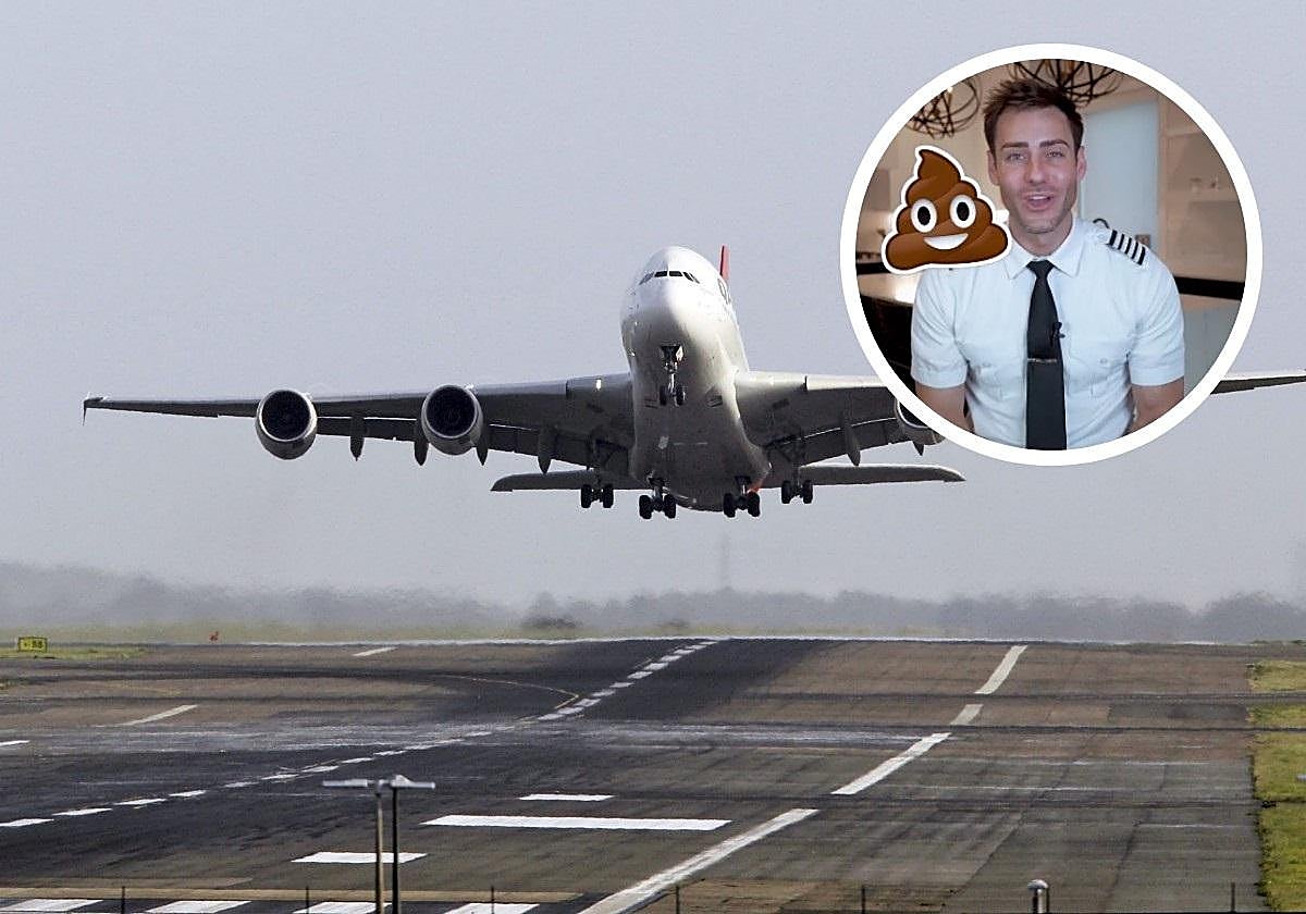 Un piloto explica dónde terminan las heces de los baños del avión: «El baño de un Boeing 747 puede ser usado 1.000 veces en un vuelo»