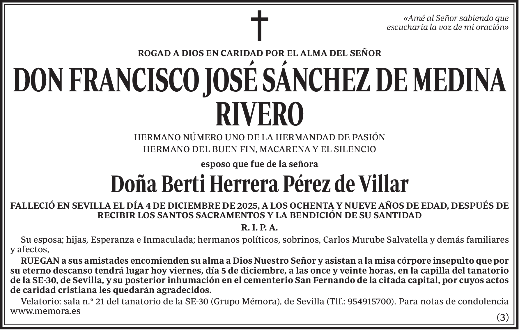 DON FRANCISCO JOSÉ SÁNCHEZ DE MEDINA RIVERO