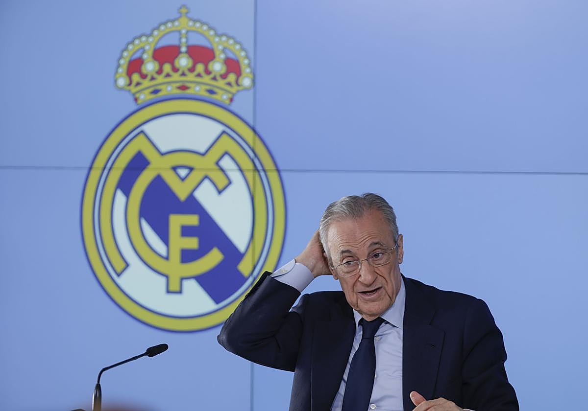 Florentino Pérez, durante la rueda de prensa