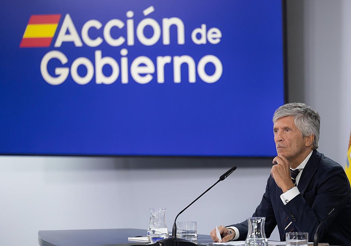 El ministro del Interior durante su comparecencia en la Moncloa