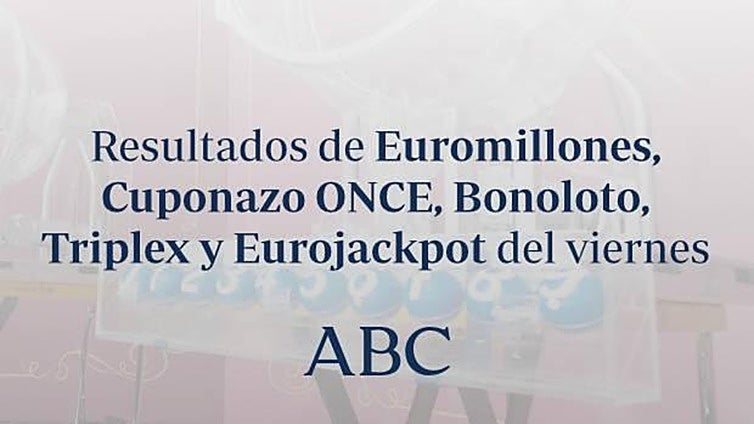 Todos los resultados de las loterías que se han celebrado hoy viernes, 25 de septiembre de 2026: Bonoloto, Triplex y Cuponazo de la Once