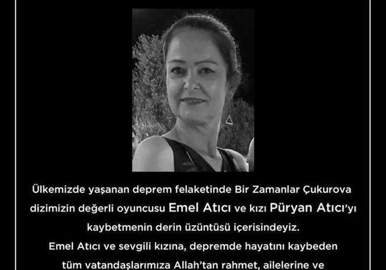 Muere en el terremoto de Turquía una actriz de 'Tierra amarga'