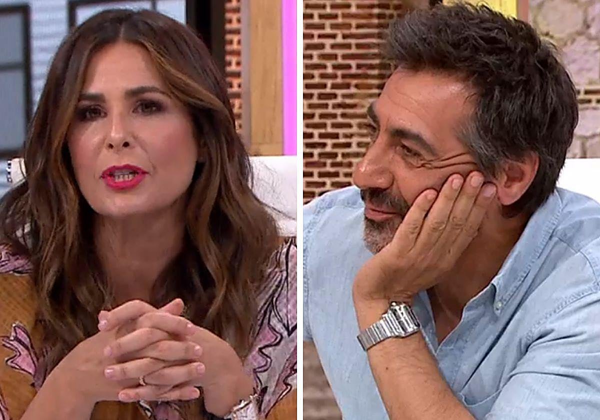 Nuria Roca y Juan del Val, este domingo 11 de junio en 'La Roca', mientras ven una imagen de 2014