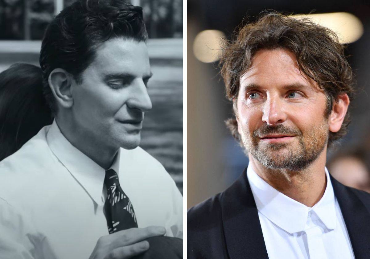 Bradley Cooper en la película 'Maestro' y al natural