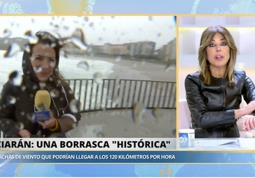 La complicada conexión de una reportera de Telecinco por la borrasca Ciarán: «No es un día para peinarse»