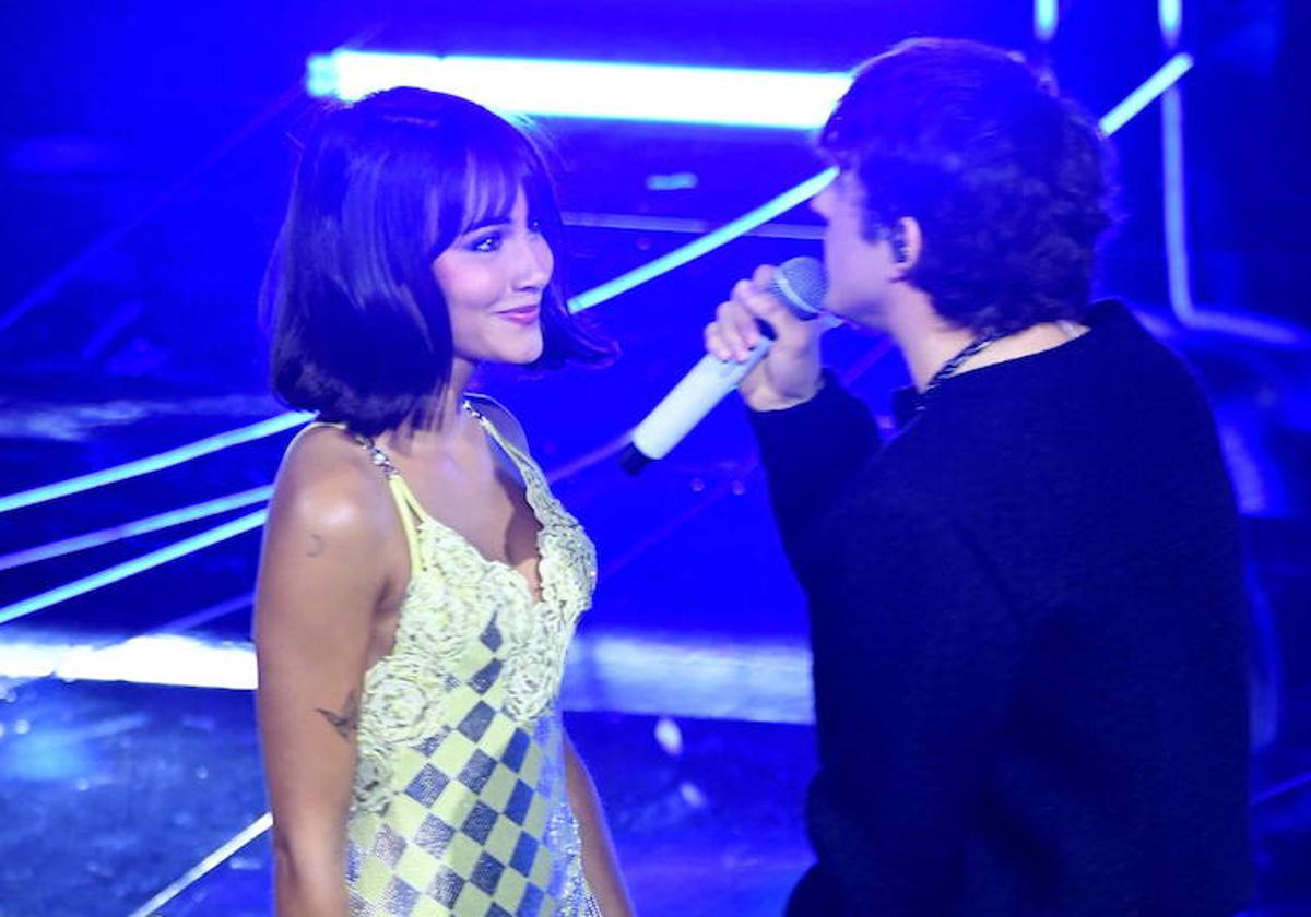 Aitana y Sangiovanni, durante su actuación en Sanremo