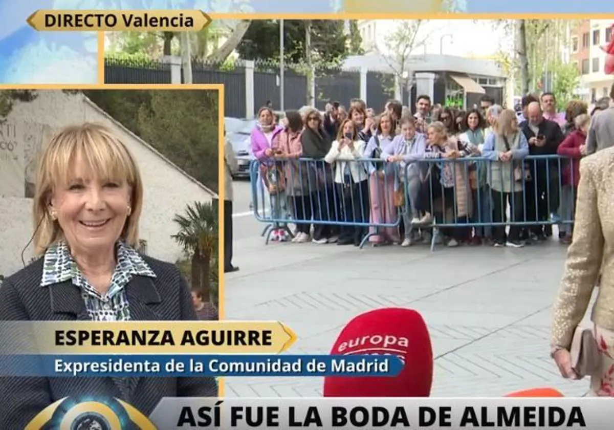 Esperanza Aguirre, sobre el viral comentario de su marido tras la boda de  Almeida: «Hace bromas que no tienen gracia»