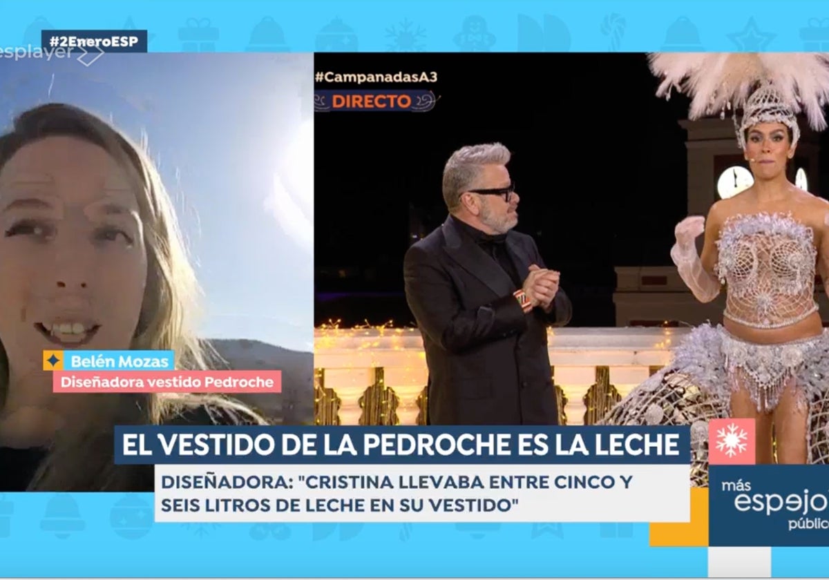 La diseñadora del vestido de las Campanadas de Cristina Pedroche ha revelado todo lo que ocultaba el traje en 'Espejo Público'.