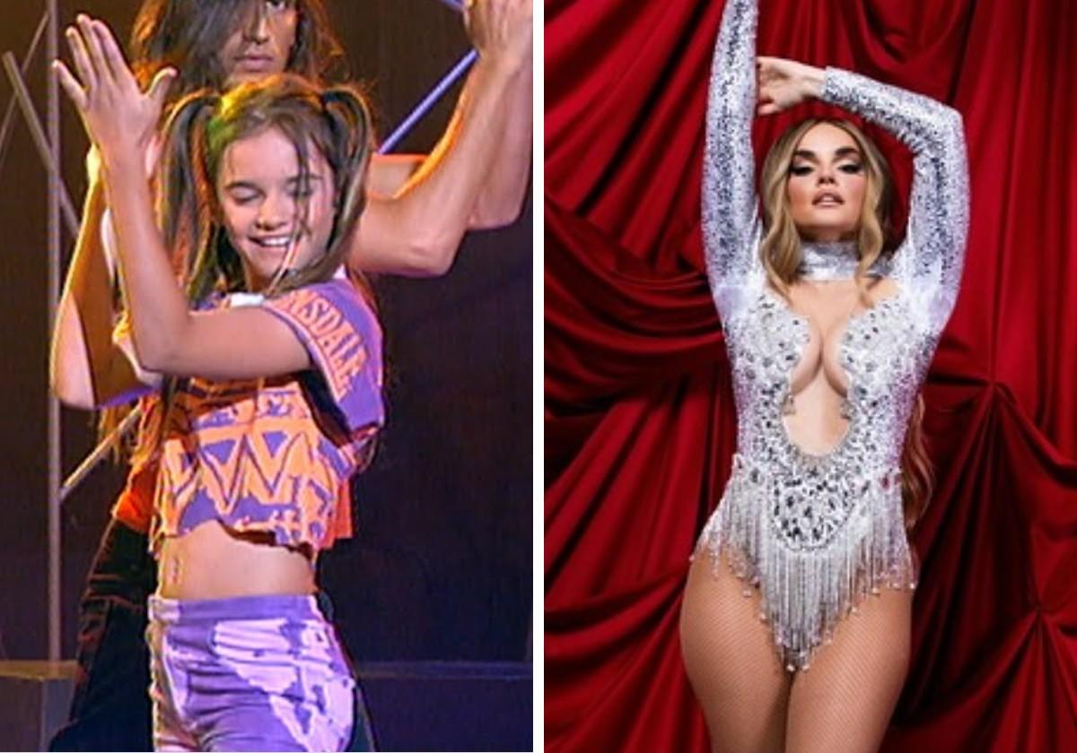 La artista sevillana, de niña y en la actualidad