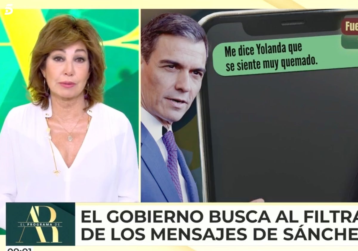 Ana Rosa Quintana ha vuelto a la carga desde 'El programa de Ana Rosa' contra Pedro Sánchez tras los últimos mensajes filtrados.