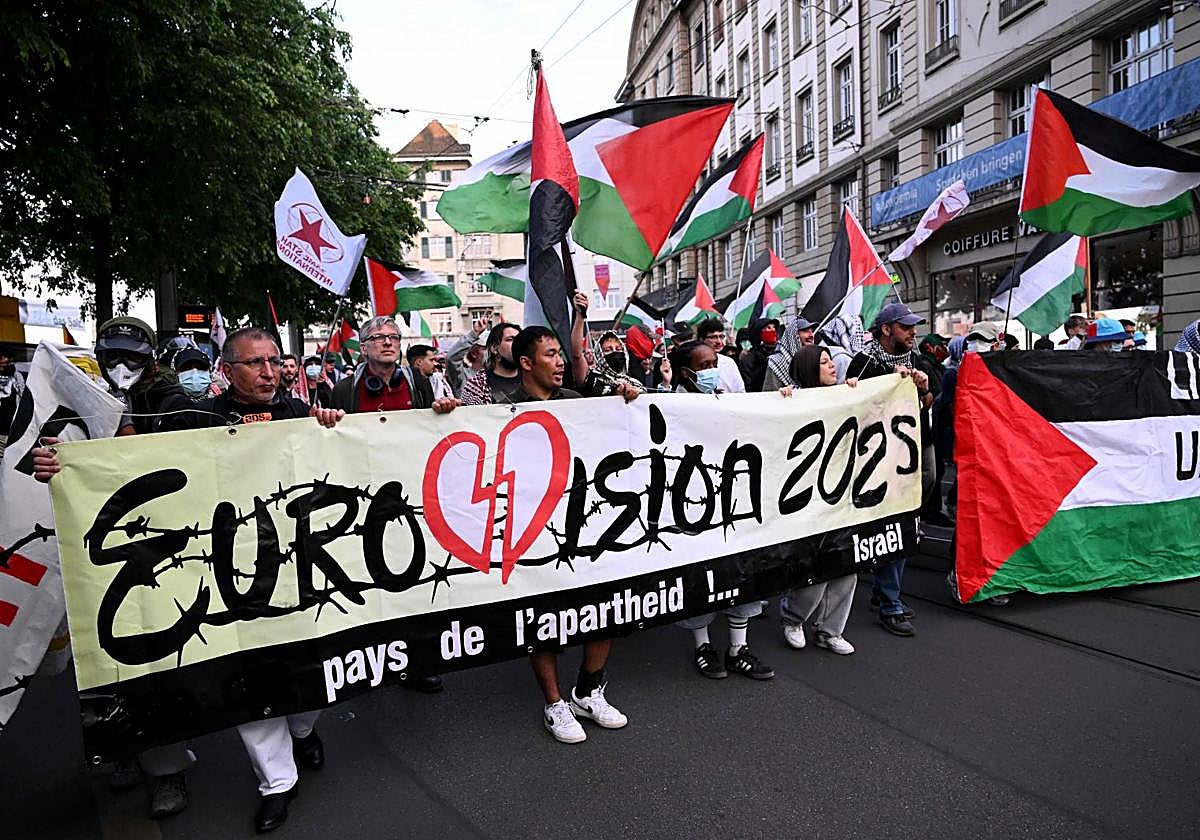 Una manifestación propalestina contra la participación de Israel en Eurovisión 2025