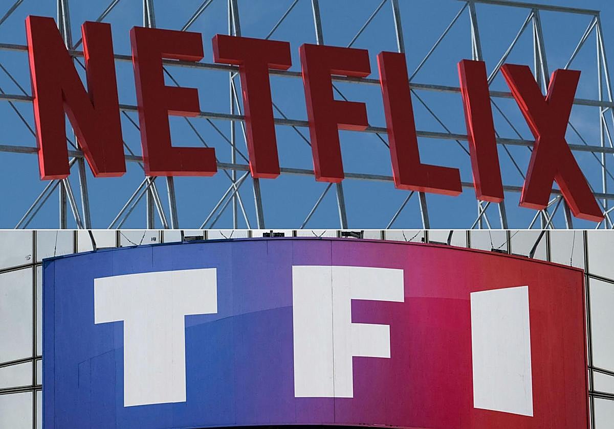 Logos de Netflix y el canal de televisión francés TF1