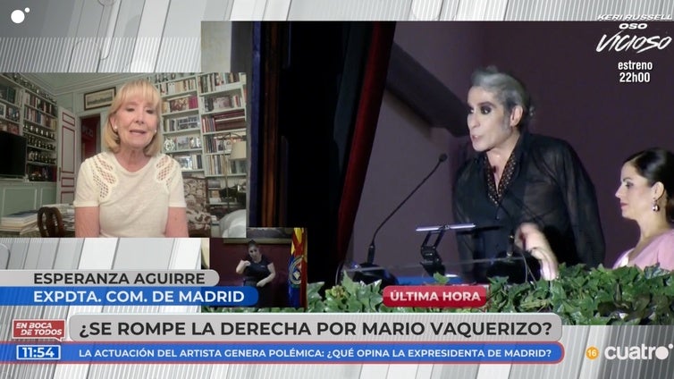 Esperanza Aguirre, más sincera que nunca, no deja indiferente a nadie con su clara opinión de Mario Vaquerizo