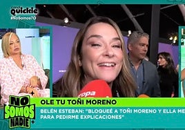 Belén Esteban zanja el conflicto con Toñi Moreno tras conocer la reacción de la periodista a su comentario: «No quiero quedar con ella ya»