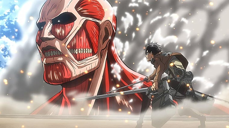 Eren Jaeger enfrentándose al Titán Colosal en 'Ataque a los titanes'