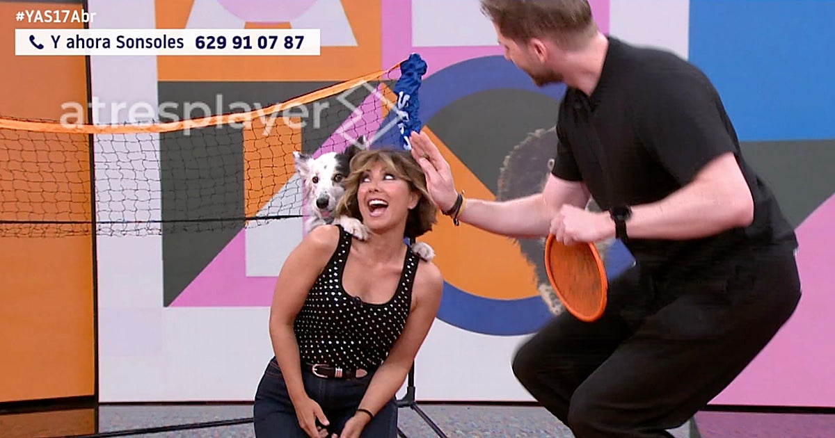 Skadi, la perra con récord Guiness, visita a Sonsoles Ónega y ocurre esto: «A ver si me muerde»