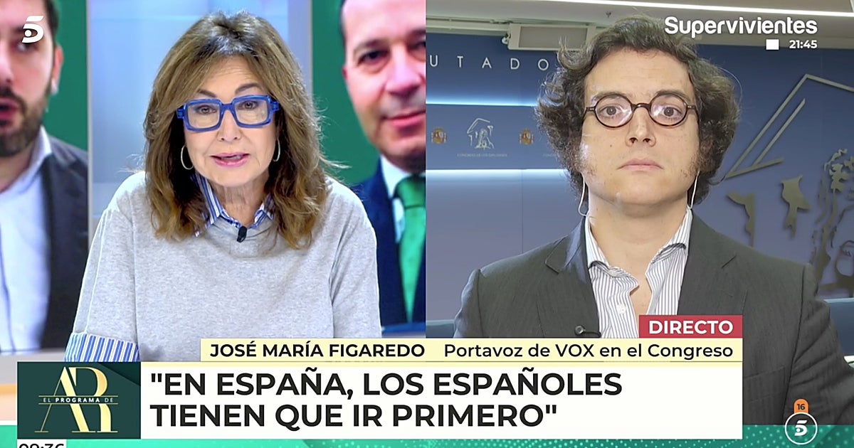 Tenso choque entre Ana Rosa y Figaredo (Vox) a costa del PP: «Bueno, entonces me voy yo»