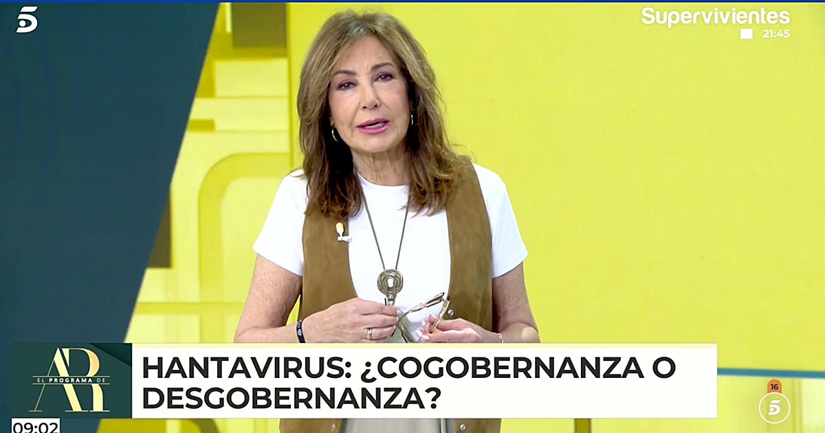 Ana Rosa, rotunda tras lo dicho por la ministra de Sanidad del hantavirus: «Dan ganas de salir corriendo»