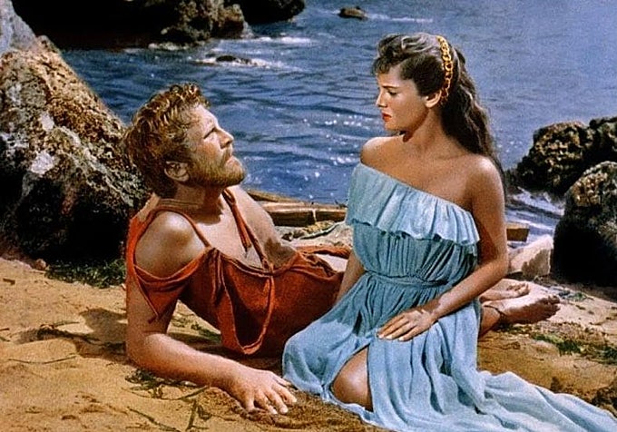 Kirk Douglas y Silvana Mangano como Ulises y Circe