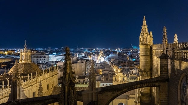 Cubiertas de la Catedral de Sevilla de noche