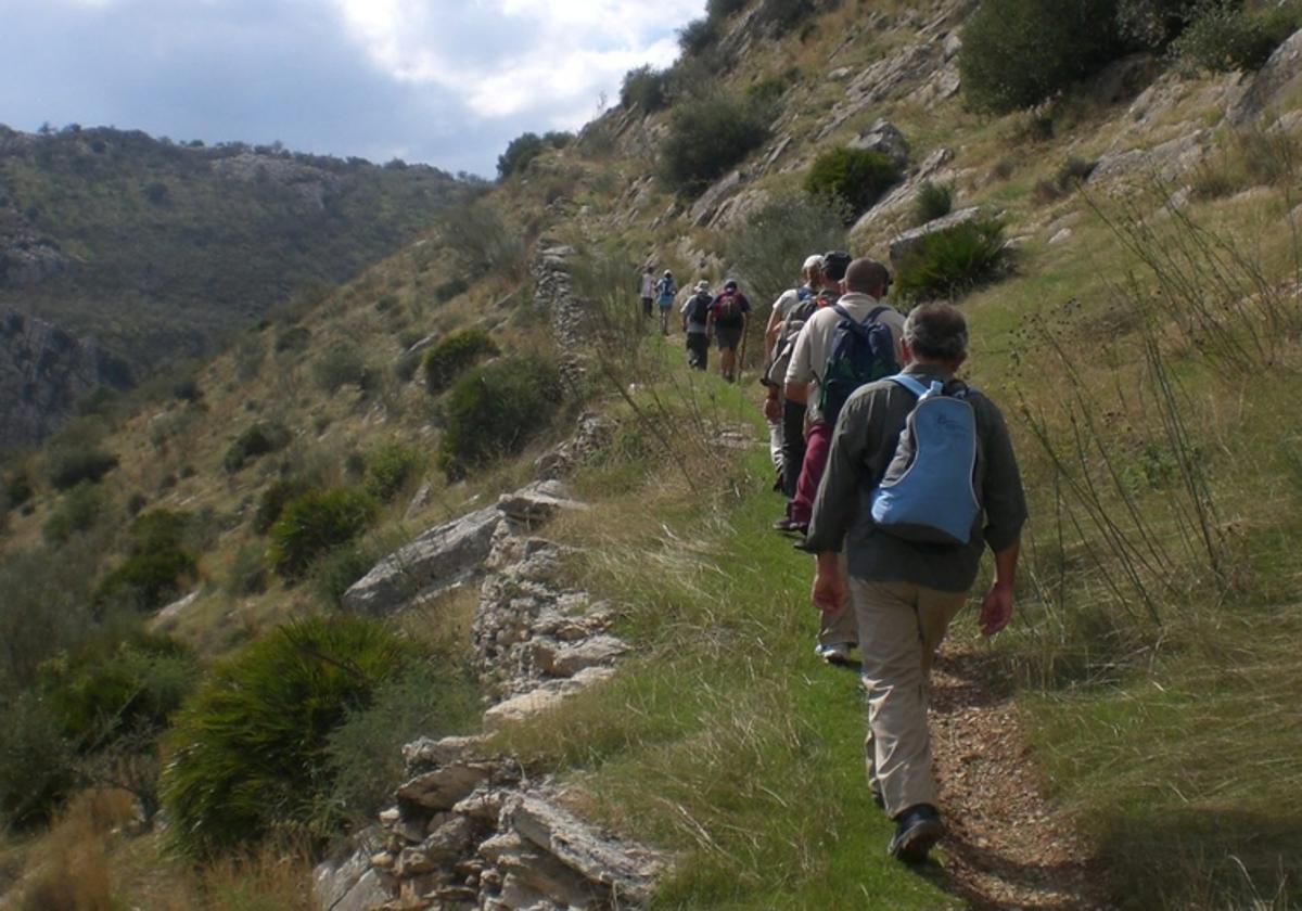 Fotografía de un grupo de personas haciendo senderismo por Andalucía