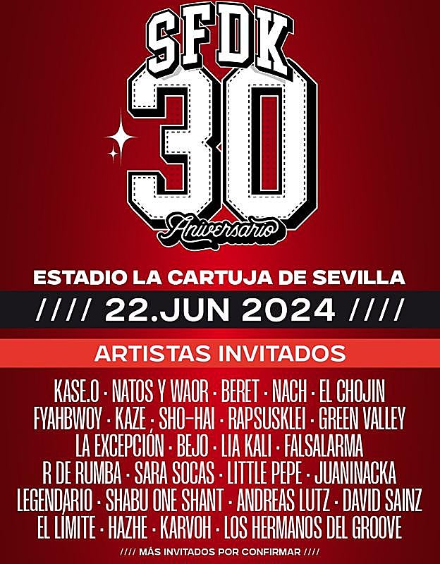 Estos son los primeros artistas invitados para el concierto de SFDK en Sevilla por su 30 aniversario