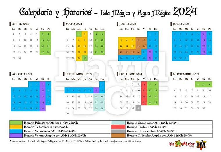 Calendario y horarios de Isla Mágica y Agua Mágica