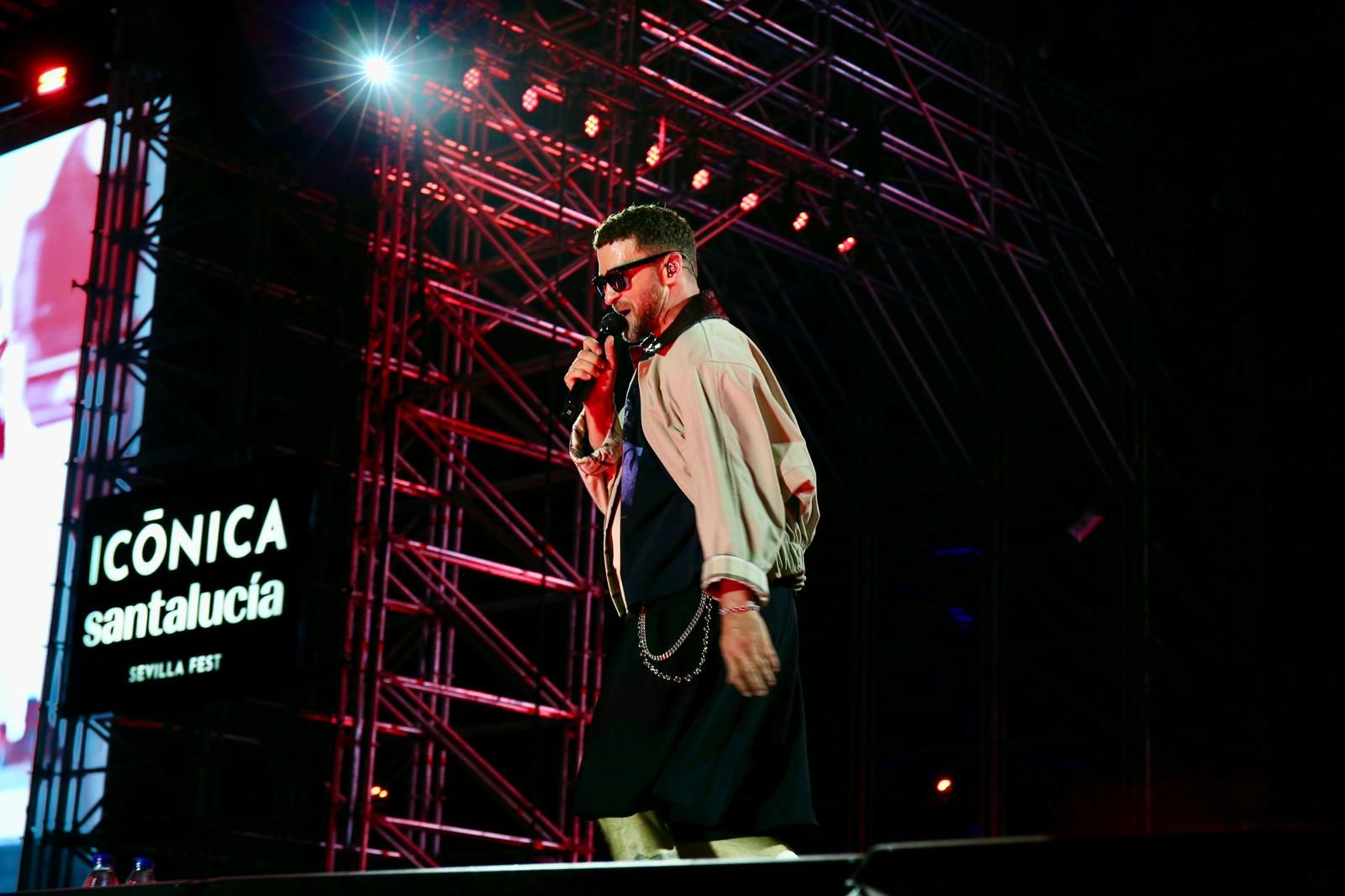 Un momento del concierto inaugural del Icónica Santalucía Sevilla Fest 2025, con Justin Timberlake 