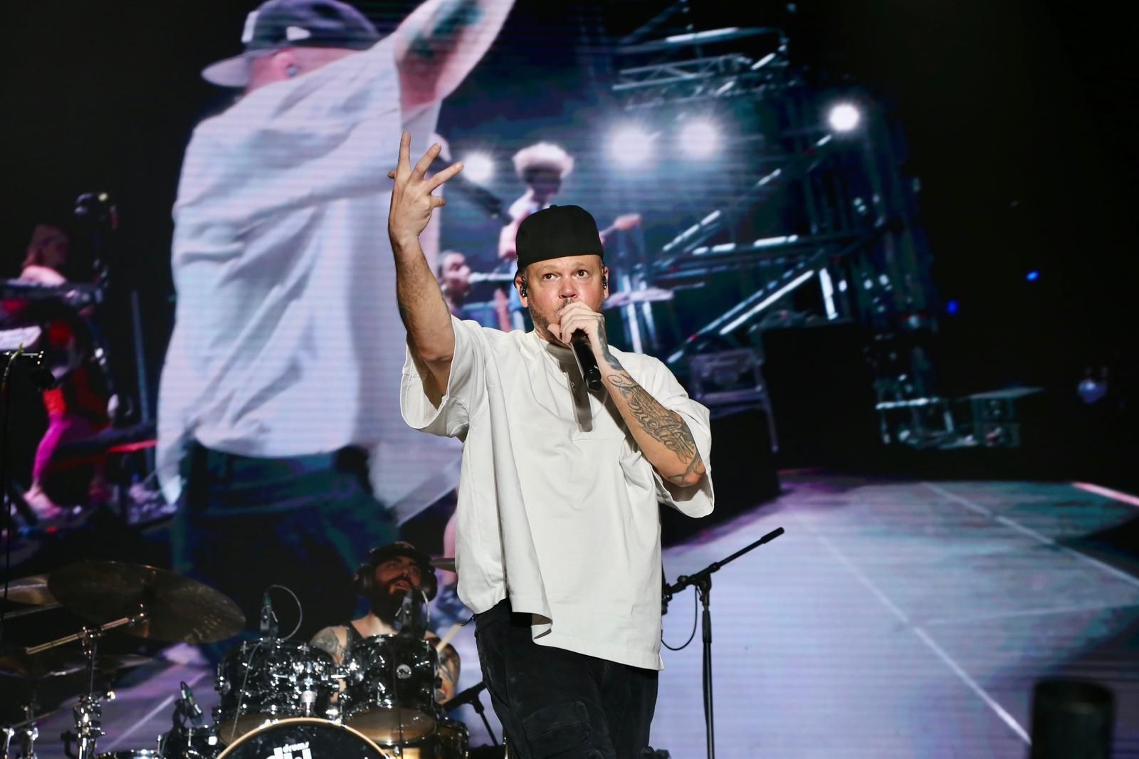 Actuación de Residente, en la noche del jueves en la Plaza de España