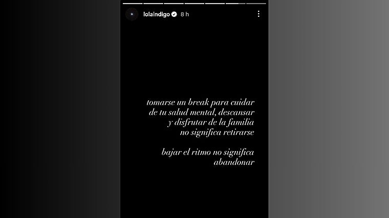 Post de Instagram de Lola Índigo en el que aclara los motivos de su retirada temporal