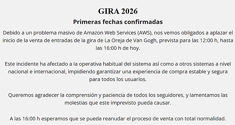 Se retrasa la venta de entradas del concierto de La Oreja de Van Gogh en Sevilla por este motivo