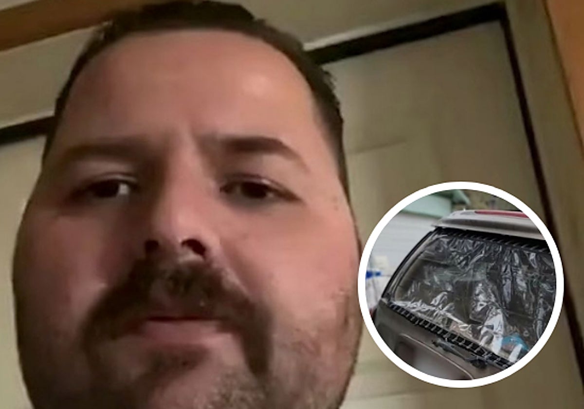 James Halsey en la entrevista con ABC News y su coche