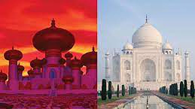 El Taj Mahal junto al palacio del Sultán de Aladdín