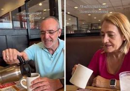 Una española lleva a sus padres a tomar café en Estados Unidos y alucinan: «Se transparenta, es agua con color»