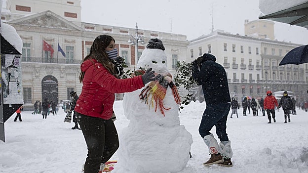 Nieve en el centro de Madrid por la tormenta Filomena