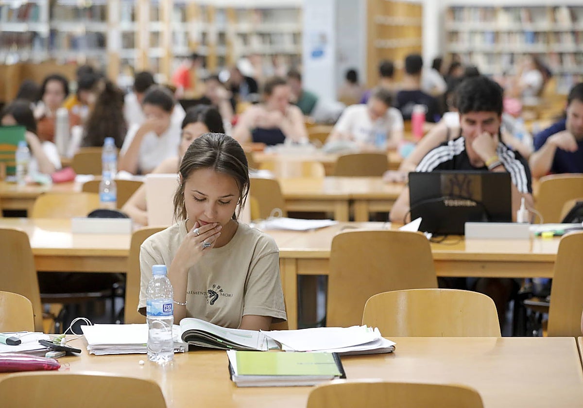 Muchos jóvenes estudian en las bibliotecas de España