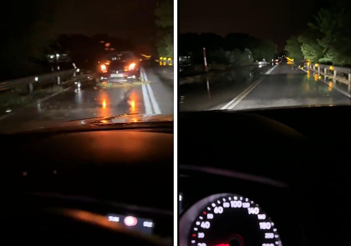 Imágenes del bombero que ha quedado en shock por lo vivido a causa del temporal