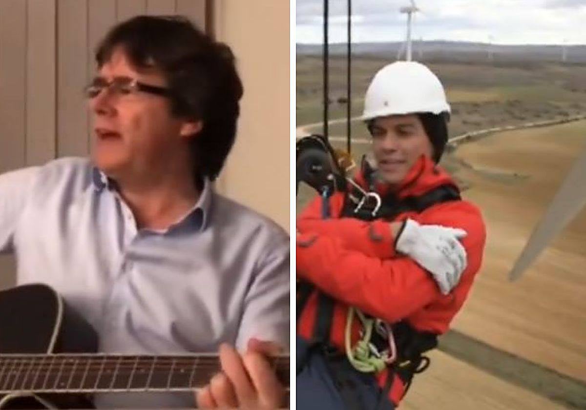 Dos momentos del videolcip que versiona 'Colgando en tus manos'