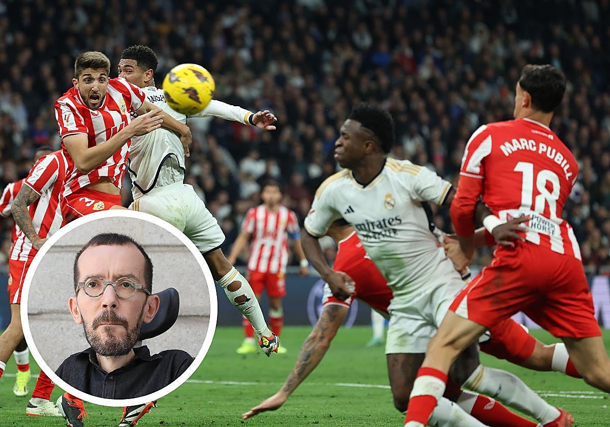 El gol de Vinícius que generó polémica en el Real Madrid - Almería. Abajo, Pablo Echenique