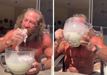 El «desayuno de los campeones» más loco: testículos crudos, leche y polvo de proteínas