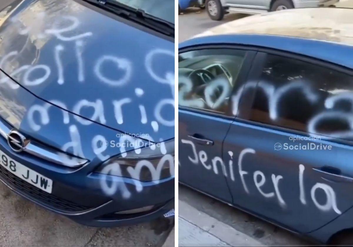 Aparece un coche lleno de pintadas en Castelldefels: «Me follo al marido de  mi amiga