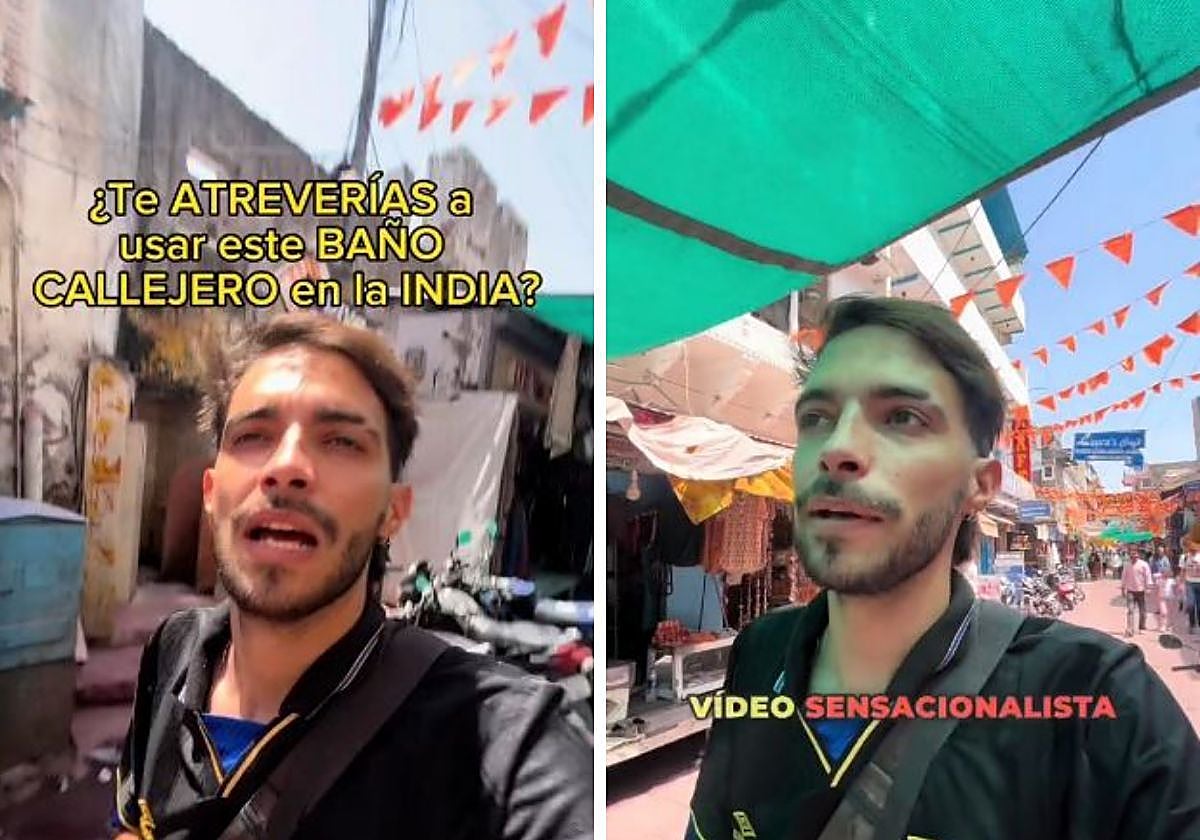 Carlos, durante su vídeo por una de las ciudades que ha visitado en la India