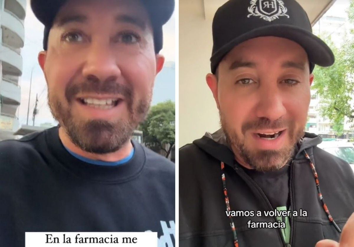 Sebastián, en sus dos vídeos relatando su experiencia en la farmacia