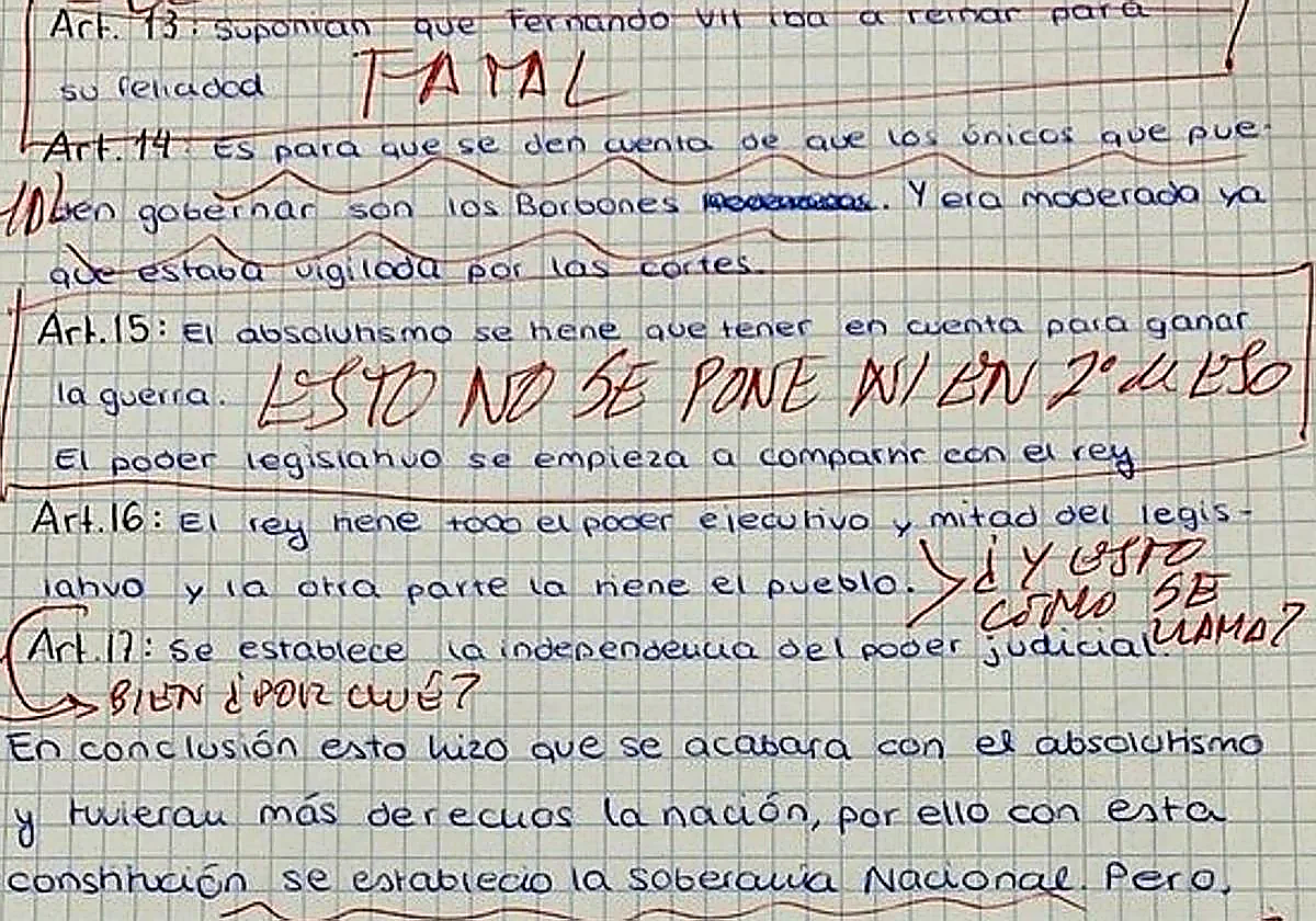 Parte del examen que ha criticado el tuitero